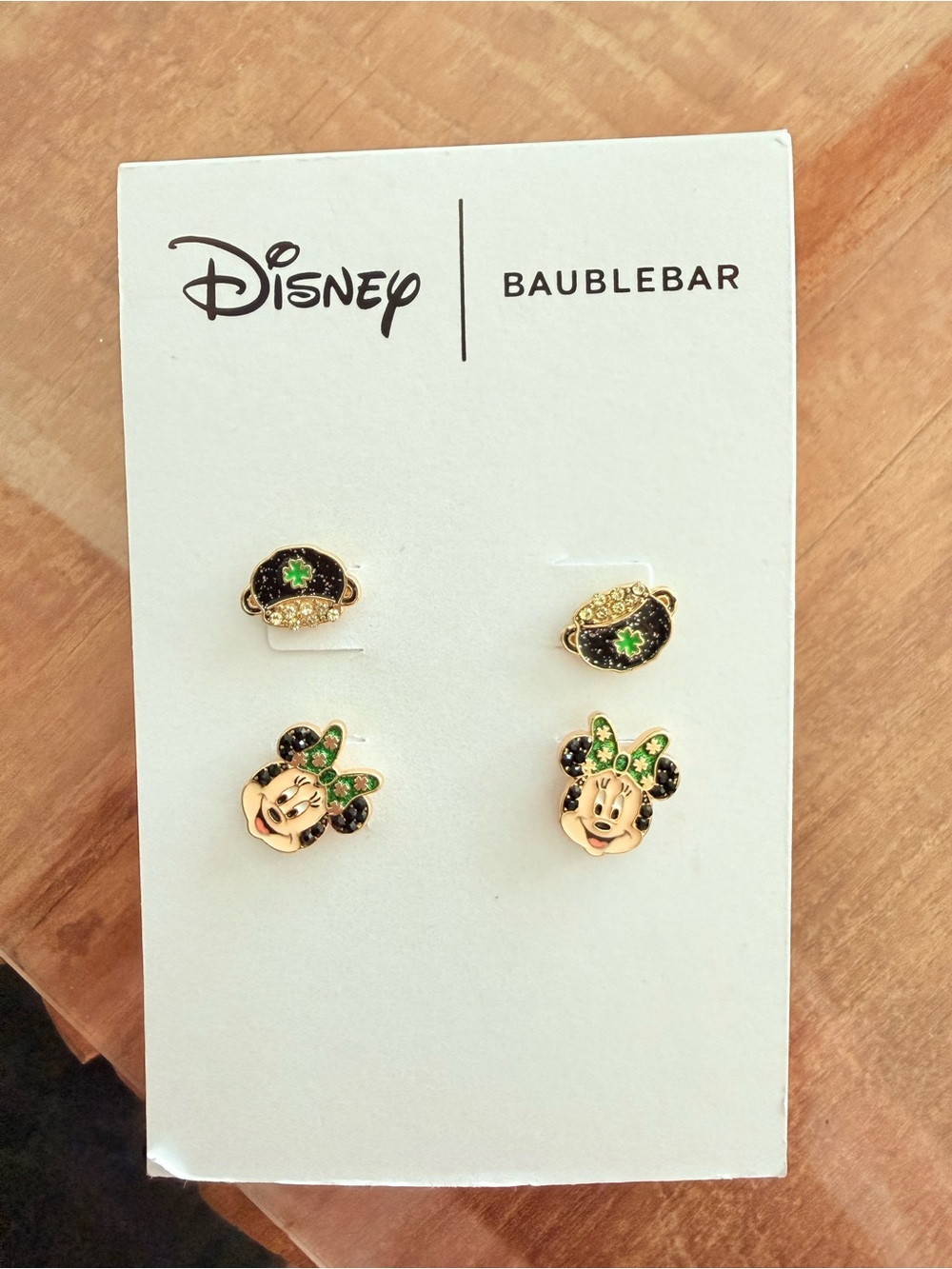 BaubleBar x Disney Minnie Mouse Stud Earring Set in Black, Green & Gold